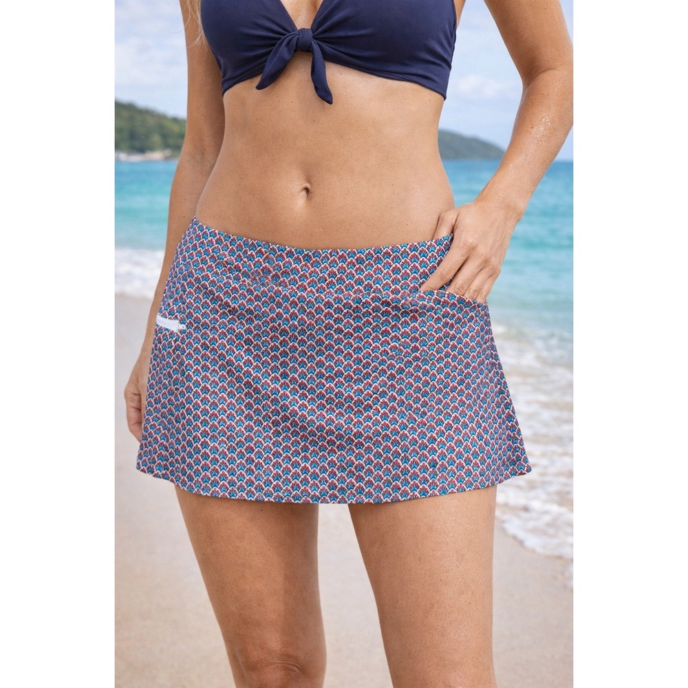 F1 Beach House Swim Skort Skirt Geometric Resort Cruise‎ Pool Active Swimwear 10